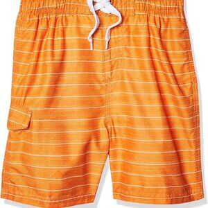 KANU BOYS LINE UP RASH GUARD SWIM TRUNKS ORANGE WHITE STRIPES  SIZE XL 18-20 NWT